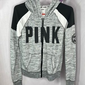 Pink by VS Grey Full Zipper Hoodie